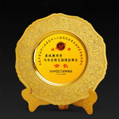 Cina On Sale Support OEM Direct Sales Custom Eco-Friendly Round Metal Trophy Plate Award Plate in vendita