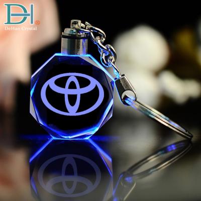 China Cheap Gifts Car Logo Laser Engraving Crystal Glass Keychain for sale