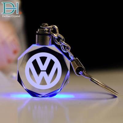 China Cheap Gifts Custom Engraving Car Logo 3D Laser Crystal Keychain for sale