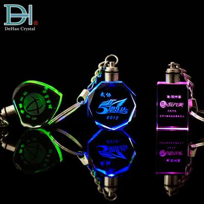 Cina Colorful LED Lights 3D Laser Engraving Crystal Keyring in vendita