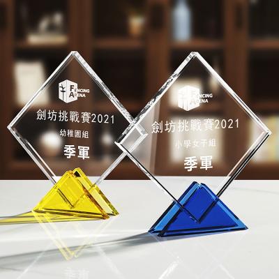 China Pujiang DEHAO Factory Cheap Cost Custom Engraving Crystal Glass Plaque Crystal Awards for sale