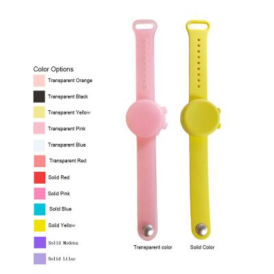 China 2021 New Package Silicone Hand Band Sanitizer Wristband Wristband With Wrist Bottle Hand Sanitizer Dispenser For Custom for sale