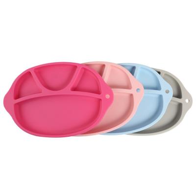 China Minimalist Food Grade Divided Silicone Kids Dinner Dish BPA Free Toddlers Feeding Suction Silicone Baby Dishes for sale