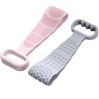 China 2022 Long Handle 2022 Silicone Strap Shower Double Sided Bath Brushes Spa Creative Back Skin Brush for sale