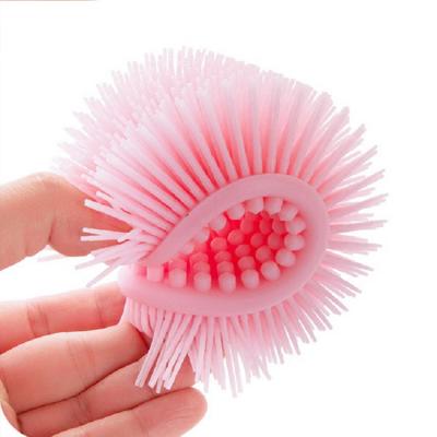 China Long Handle New Exfoliatin Belt Bath Magic Towels Shower Body Scrubbing Bath Back Massager Silicone Brush for sale