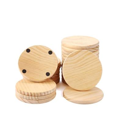 China Sustainable Customized Logo OEM & ODM Wooden Placemat Round Unfinished Blank Wood Coasters for sale