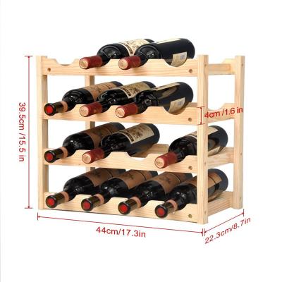 China Sustainable Home Decoration Eco Friendly 4 Tier Reinforced No Burrs No Methanol Solid Wood Wine Rack for Storing Wine Bottles for sale