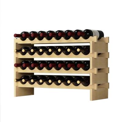 China Sustainable No Spray Paint Easy to Install Stackable Natural Solid Wood Display Wine Shelf Wine Bottle Holder with Stainless Steel Screws for sale