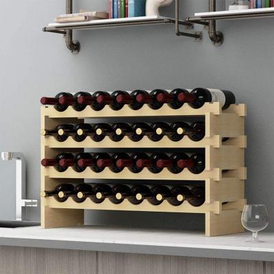 China Sustainable Best Selling Stackable Environmental Non Toxic No Burrs Indoor Thick Solid Wood Materials Wine Rack for sale