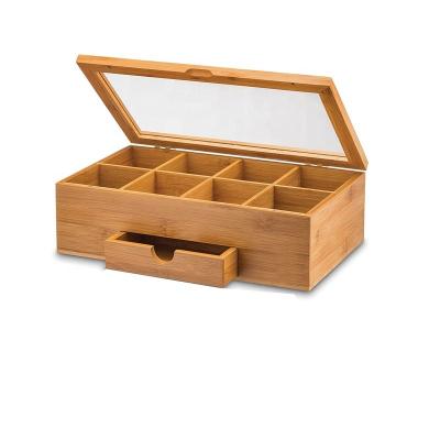 China Recyclable Lid Handle Transparent Window Metal Hinges Magnetic Closure Wholesale Custom Good Price Bamboo Tea Storage Box for sale