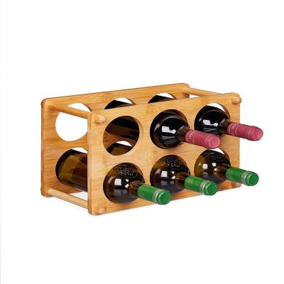 China Sustainable Factory Direct Sale 2 Tier Wine Rack Countertop Wine Racks Shelf Bamboo Wine Bottle Holder for Pantry Cabinet for sale