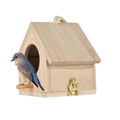 China Windproof China Factory Outdoor Garden Decoration Wooden Bird House DIY Birds Nest for Outside for sale