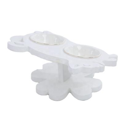 China Handmade Cat shape  Pet Food Bowl  stand white   color   for Cat and dogs for sale