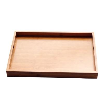 China Handmade Custom Large  Bamboo Wood Serving Tray with Handles for Breakfast, Coffee, Drinks for sale