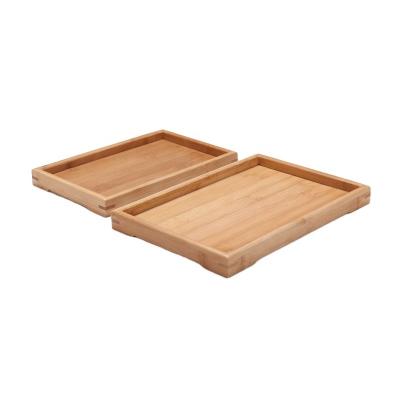 China Handmade Bamboo Wooden Dinner Food Tea Drinks Serve Tray Set with Handle for sale