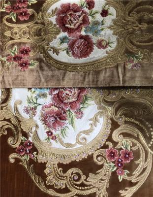 China Popular Sequin Fabrics Textiles Embroidery Tear-resistant Velvet with Embroidery Sequins Embroidery Cloth for hometextile for sale