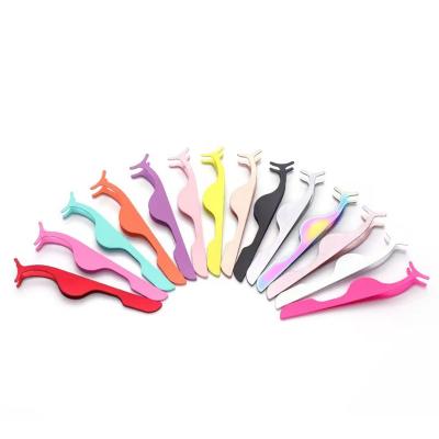 China Beauty Care Makeup Tools Colorful Eyelash Tweezers Eyelash Extension Curler Nipper Eyelash Applicator Makeup Beauty Tweezers Tool for sale