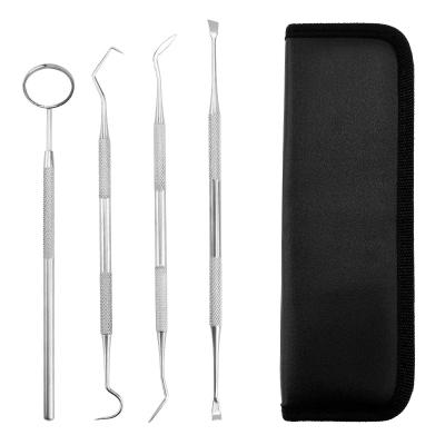 China Stainless Steel Tartar Scraper Toothpick Tartar Mirror Sickle Oral Hygiene Dental Cleaning Tools for sale