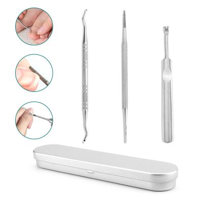 China Hand Inveterate Toenail File and Spoon Nail Remover Set Stainless Steel Toe Cleaner Tool For Salon Use Home Nail Pusher Double Side Mani for sale