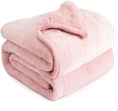 China Kids Quilt Blanket Soft Sherpa Fleece Weighted Blanket With Glass Beads for sale