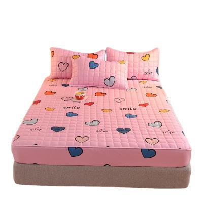 China Quilted Bed Pad Printed Design Fitted Bedsheet Waterproof Mattress Cover for sale