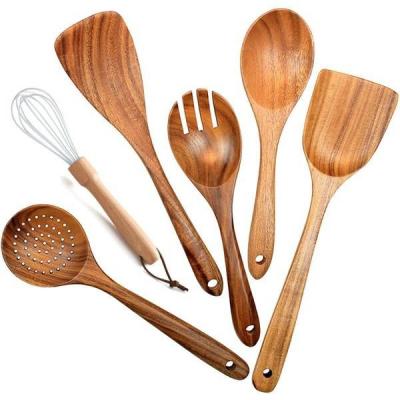 China Sustainable High Quality Handmade Natural Teak Cookware Set Nonstick Pan Cooking Utensil Tool For Kitchen for sale