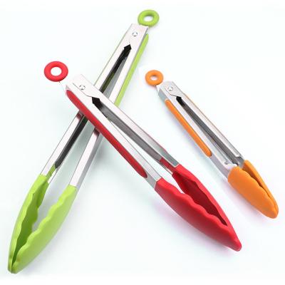 China Easily Cleaned Hot Sale Kitchen Essentials 7 Inch 9 Inch 12 Inch Silicone Food Tongs Set With Different Color for sale