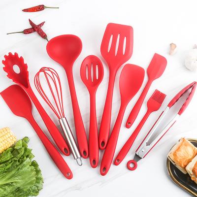 China Sustainable Colorful Silicone Cooking Utensils 10 Pcs Cookware Set Kitchen Utensil Set Nonstick Cookware With Spatula Set for sale