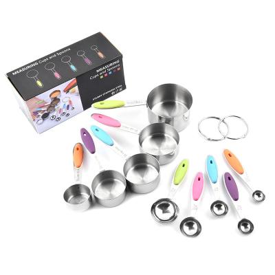 China Sustainable 10 Piece Professional Kitchen Tools Stainless Steel Measuring Cups And Spoons Set for sale