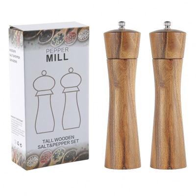 China Kitchen 2022 Viable New Arrivals 8 Inch Acacia Wood Salt and Pepper Mill Manual Salt Pepper Mill Wood for sale