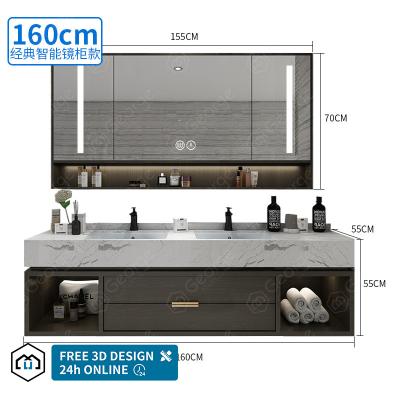 China Modern Manufacturer New Design Plywood Bathroom Cabinet With LED Mirror Bathroom Vanity for sale