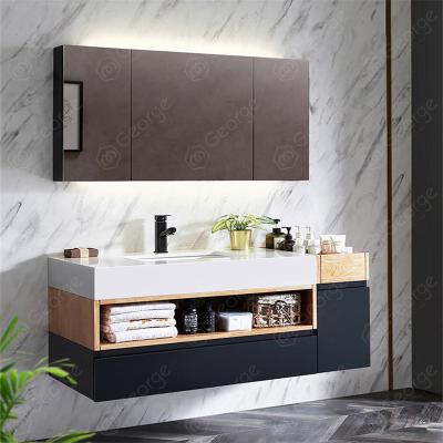 China New Modern Desgin Bathroom Cabinet Marble Countertop Bathroom Vanity With Solid Wood Manufacturer for sale