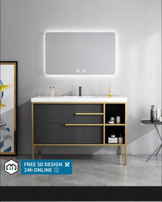 China Customized Size Modern Plywood Wall-Hung Bathroom Cabinet With Mirror Vanity OG1012 for sale