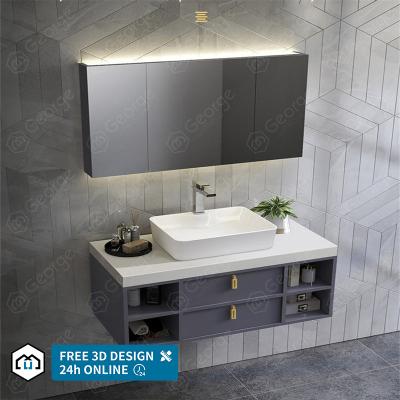 China Modern Soft-Close Bathroom Cabinet Countertop Marble With Basin Maker Bathroom Vanity for sale