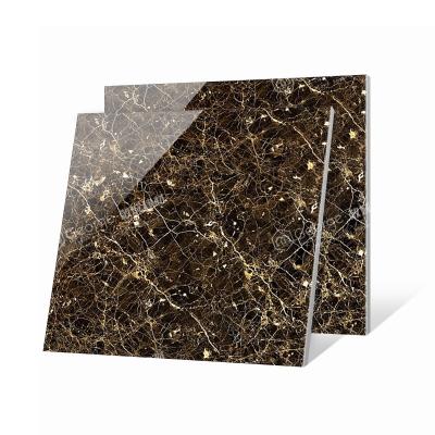 China Glazed Metallic Tiles 800*800mm High Quality Glazed Glossy Black Faux Marble Tiles For Wall And Flooring for sale