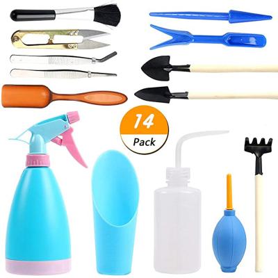 China FLOOR Best Selling 14 Piece Mini Garden Succulent Plants Garden Shovel Tool Kit Small Gardening For Kid Plant Flower for sale