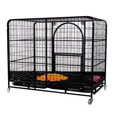 China Viable Steel Dog Cage For Sale Metal For Indoor Outdoor Tray Dogs Crate Crate Medium Large Lower Kennel Playpen Four Wheels for sale