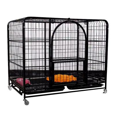 China Durable Heavy Duty Steel Dog Cage Metal Cage Large Small Dogs Cage With Lockable Wheels for sale