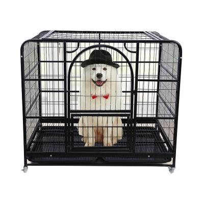 China Durable Metal Cage Large Dog Crates Iron Outdoor On Wheels Pink Dog Cage For Large Pets Easy To Set Up for sale