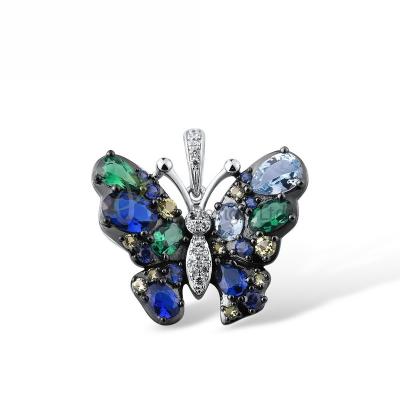 China Fashion Upmarket Quality Specialized Blue & Green Butterfly pendant without chain 925 Sterling Silver with Charming Cubic Zircon for sale