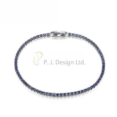 China Fashion New Arrival Tasteful Eternity 925 Sterling Silver Bracelet with Created Sapphire for present for sale