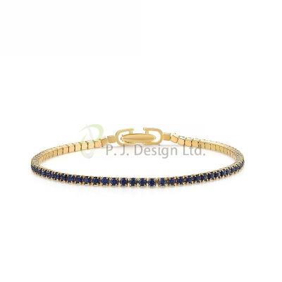 China Fashion Hot selling Special Sterling Silver w/ Yellow Plating Bracelet Created Sapphire for Party for sale