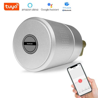 China Keyless Aluminum Alloy Cylinder Euro Lock Smart Cylinder Adjustable Fingerprint Scanner Unlock By App Code Card Door Smart Cylinder Lock for sale