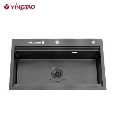 China Without Faucet Black kitchen sink YTHS550A models undermount easy install hidden kitchen sink for sale