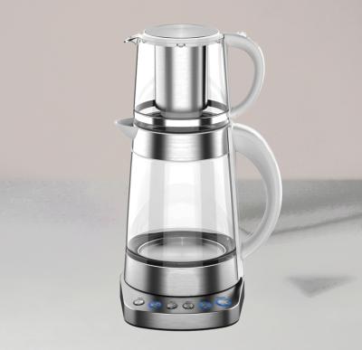 China 360 Degree New Design Tea Maker CE Certificated Glass Tea Kettle by CB Turkish Low Rotation Electric Turkish Set Automatic Coffee Maker for sale