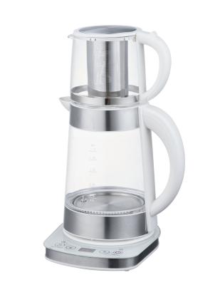 China 360 Degree Rotation 1.7L Low Rotation Chinese Made Teapot Stainless Steel Glass Tea Maker Electric With Tea Filter for sale