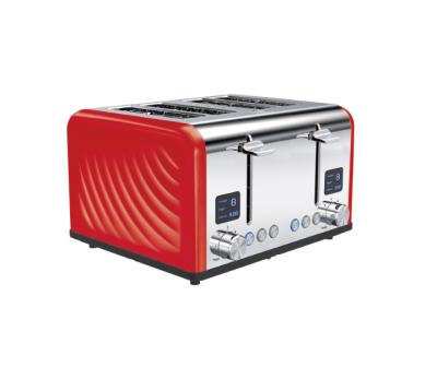 China OEM Outdoor Household 4 Slice Stainless Steel Automatic Pop Up Toaster With LED Display Timer Count Down for sale