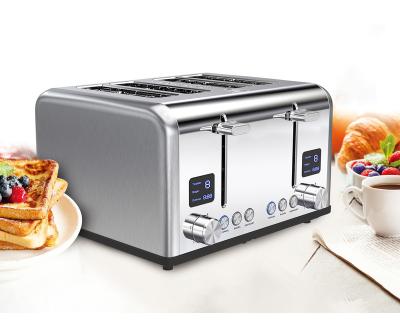 China Hot Sales Hotel Smart Toster with LED Display Home Appliances Lunch Bread 4 Slot 4 Slice Electric Toaster for sale