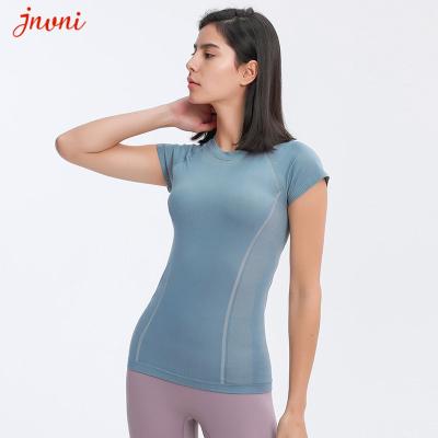 China 210gsm Women Silm Fit Short Sleeve Yoga Pullover Top Round Neck for sale