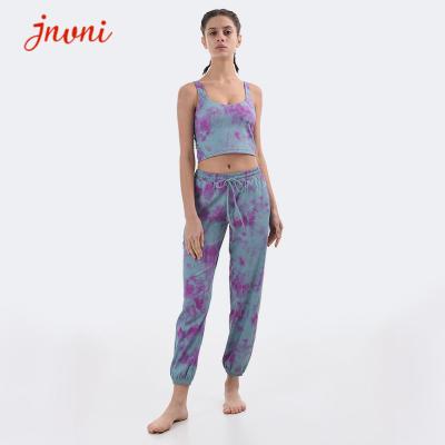 China 250gsm Workout 2 Piece Set Athletic Tie Dye Print Leggings And Sports Bra Set for sale